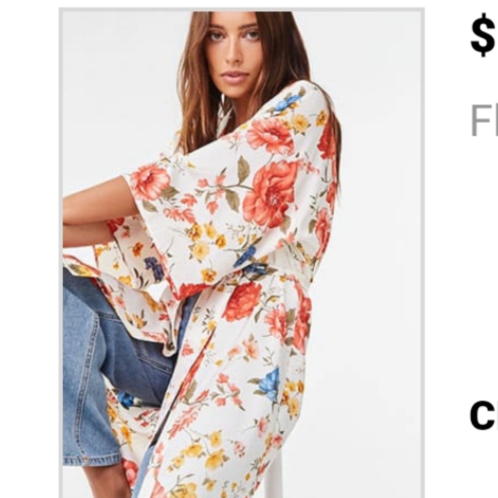 Forever 21 Satin kimono with belt (Never worn)